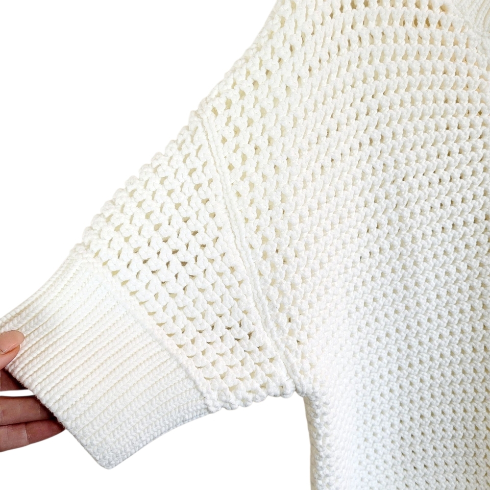 New Without Tags HAVEN WELL WITHIN Knot Stitch Henley Sweater Pullover White L - Picture 4 of 10